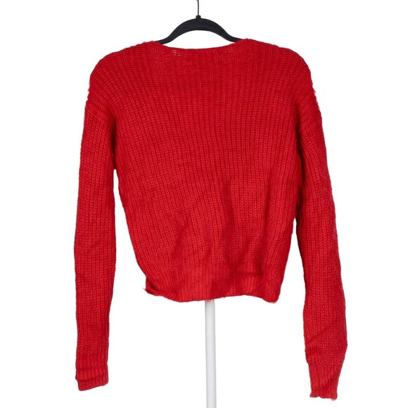 No Boundaries Twist Sweater S 3 5 Juniors Red Long Sleeve Pearls Valentines Day - Picture 6 of 6